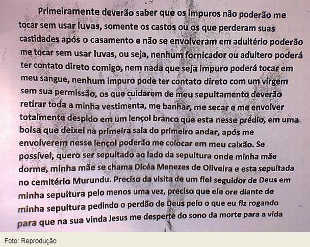 foto / imagem da carta original deixada pelo atirador da escola do rio de janeiro